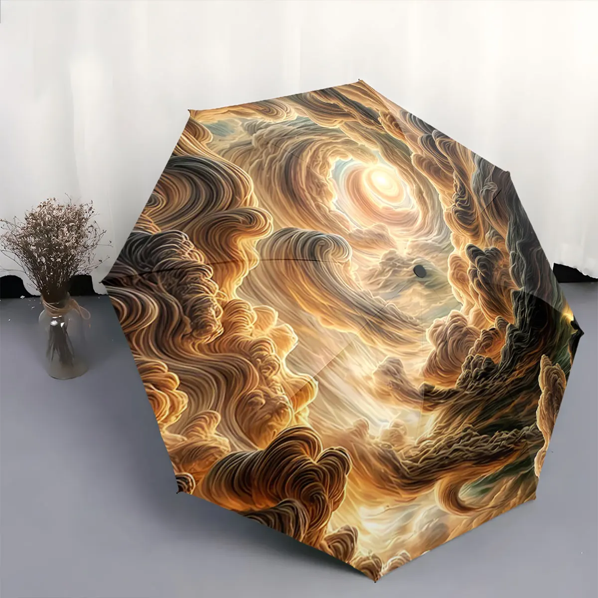 parapluie-de-voyage-portable-impermeable-avec-motif-abstrait-de-nuages-tourbillonnants-et-de-soleil-radieux-ideal-pour-les-activites-de-plein-air-et-la-plage