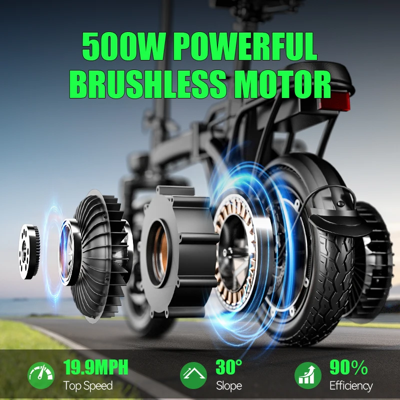Electric Bike For Adults, Removable Lithium Battery, Brushless Motor 500W, Up To 19.9MPH Speed, Folding E-Bike for Adults, Lightweight and Suitable for Urban Commuting, Electric Bicycles The Best Choice for A Gift image 4