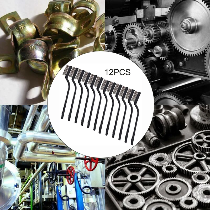 

12Pcs 170*11mm Clening Wire Brushes Mini Stainless Steel DIY Paint Rust Remover Removal Wire Brush Workshop Equipment Hand Tools