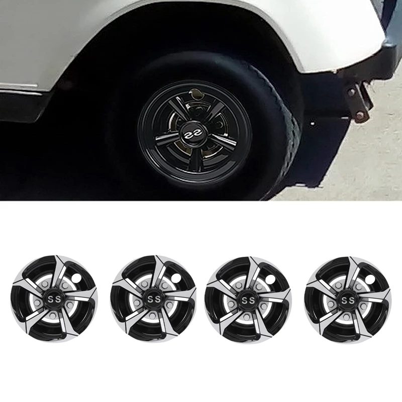 4Pcs 8Inch Golf Cart Wheel Cover 5 Spoke Design Hub Cap For Golf Carts For Club Car EZGO Yamaha