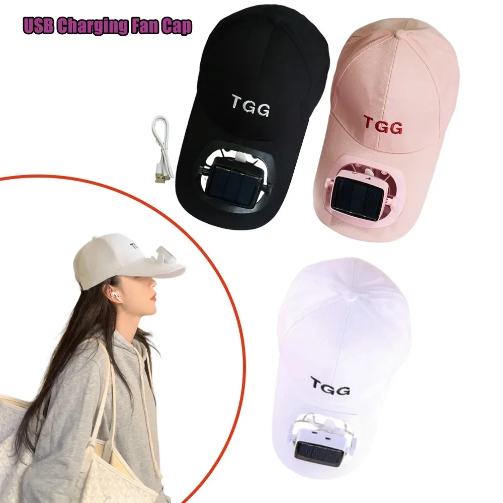 

USB Charging Baseball Cap With Solar Fan Breathable Mens Womens Sunscreen UV Protection Cap Summer Outdoor Cap