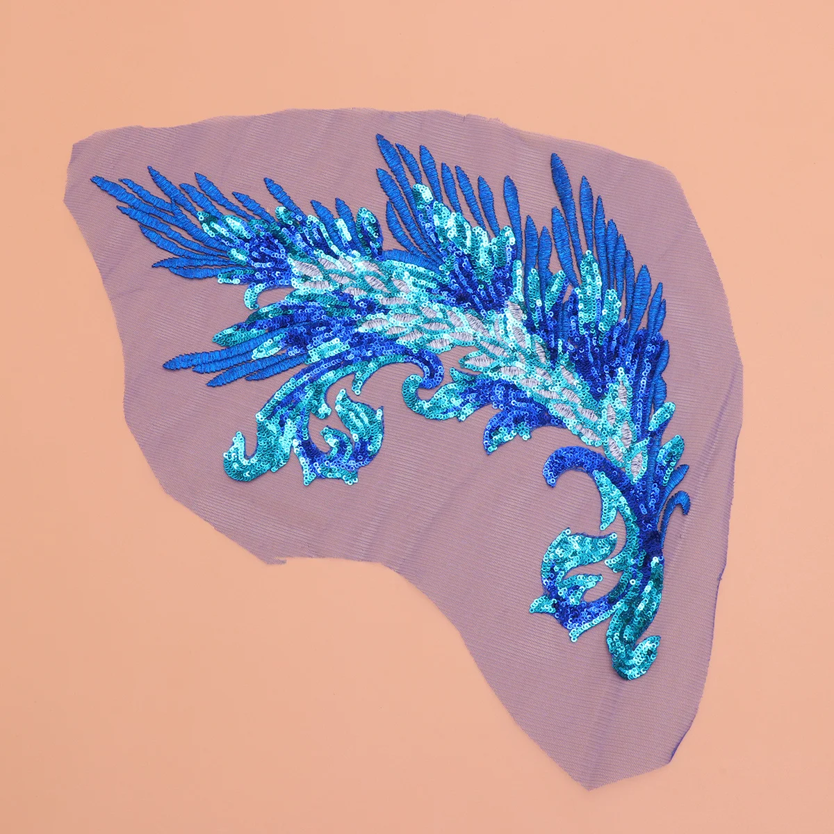 

2 pcs Phoenix Shaped Soft Cloth Fabric Colorful Sequins Sewing Patch For Diy Clothing Craft Decoration Garment