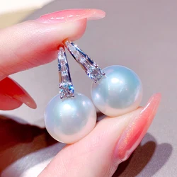 Huitan Bling Bling CZ Simulated Pearl Earrings for Women Temperament Elegant Female Accessory Fancy Gift Wedding Trendy Jewelry