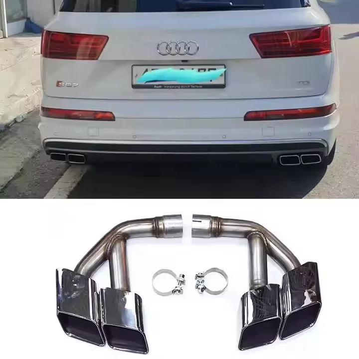 

SYPES Car Stainless Steel Exhaust Tip System Silver Black Muffler Tip Exhaust Pipes For Audi Q7 Up SQ7