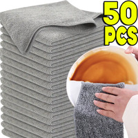50/1Pcs Microfiber Bamboo Charcoal Cleaning Towel Super Absorbent Non-Stick Oil Soft Dish Wipe Kitchen Towel Cleaning Cloth Rags