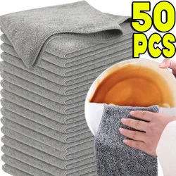 50/1Pcs Microfiber Bamboo Charcoal Cleaning Towel Super Absorbent Non-Stick Oil Soft Dish Wipe Kitchen Towel Cleaning Cloth Rags