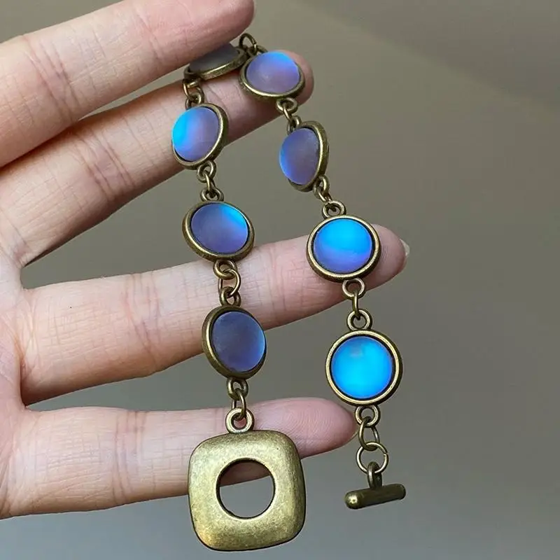 Fashion Blue Vintage Bracelet Women Harajuku Bangles Beads Aesthetic Jewelry Charm Bracelet