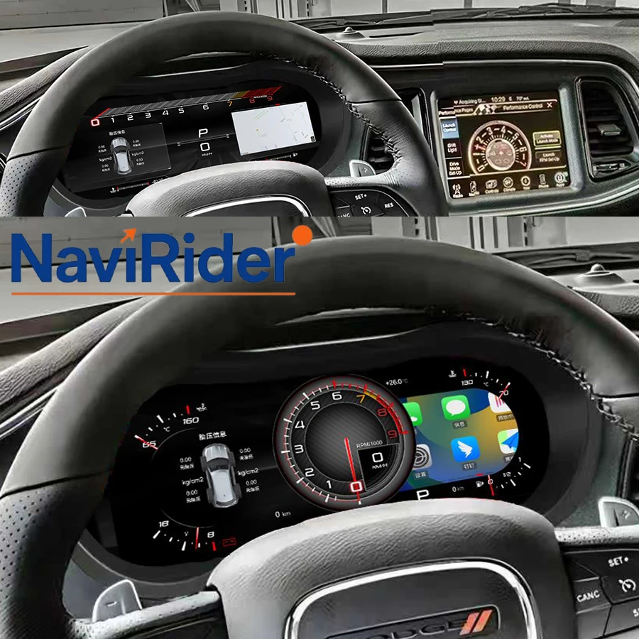 For Dodge Challenger 2012-2018 Virtual Cockpit Digital Cluster LCD Instrument Speedometer Multi-Color UI Cluster Map Carplay