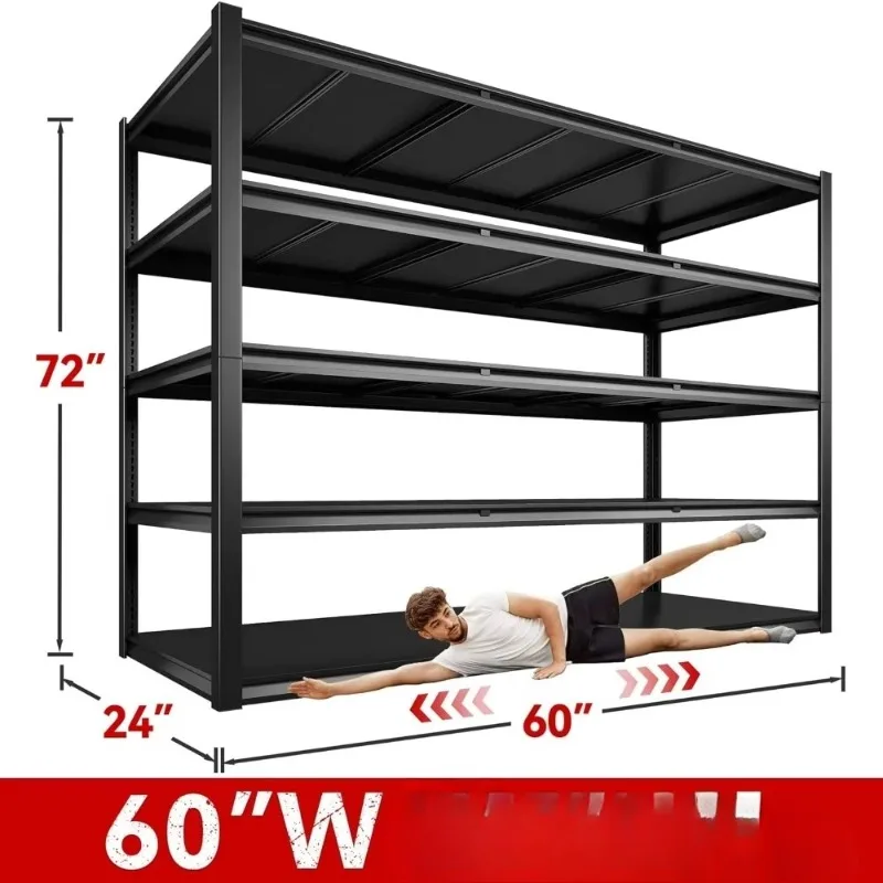 Nouvelle mise à niveau. Étagère de Garage 60 "W, étagères de rangement robustes de 3000LBS, étagères métalliques réglables à 5 niveaux pour support de rangement