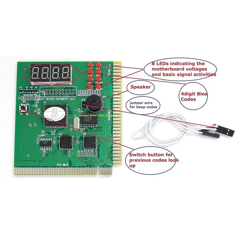 [NEW!】 PCI Post Test Card Large 4 Digit Diagnostic Card Laptop Diagnostic Card Electronic Diagnostic Card