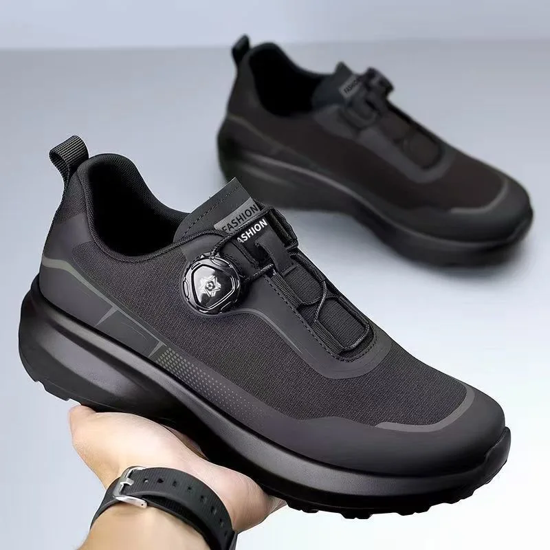 Men's Outdoor Autumn Chunky-Soled Rotating-Button Sports Shoes Hiking Casual Footwear