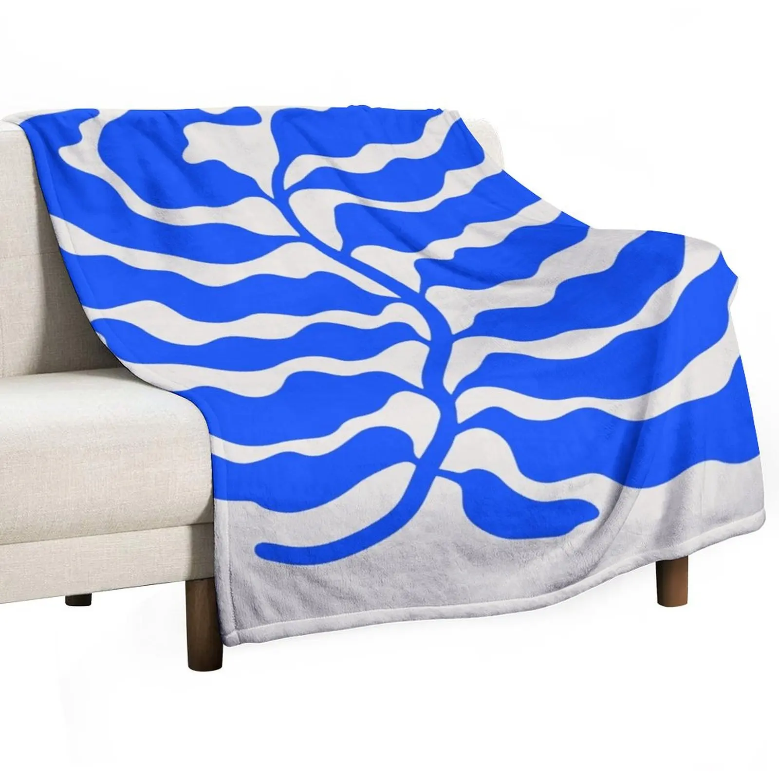 

Wild Ferns: Ultramarine Blue Edition Art Print Mid-Century Edition Throw Blanket Plaid Camping Bed Furrys Blankets