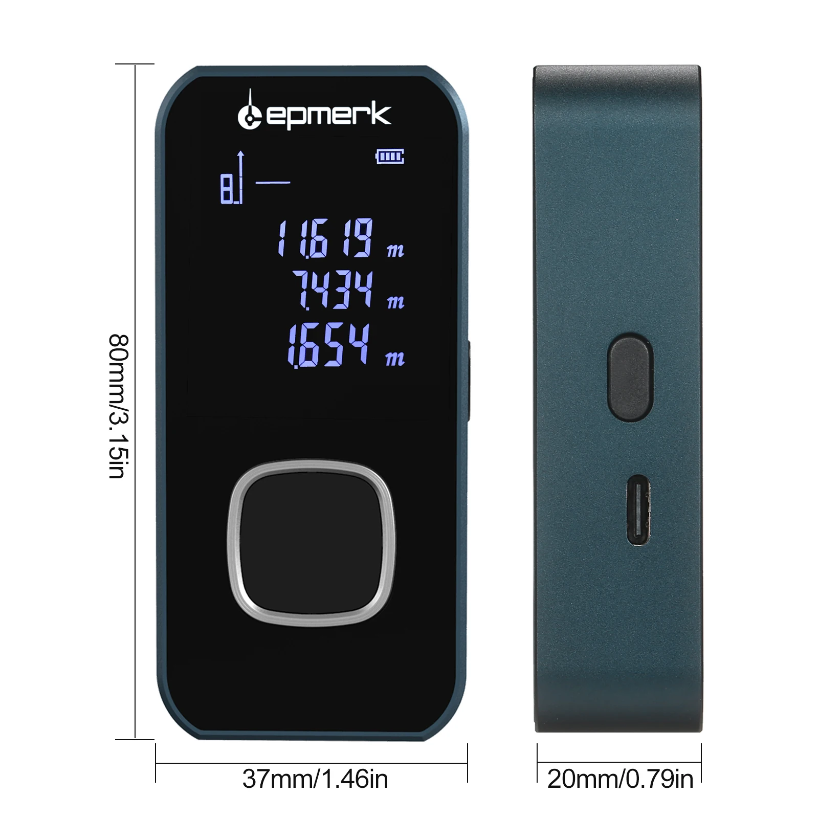 Lepmerk 196ft/60m قياس ليزر صغير ليزر رقمي مقياس مسافات الليزر أداة قياس المدى مكتشف مع شاشة LCD بإضاءة خلفية #6