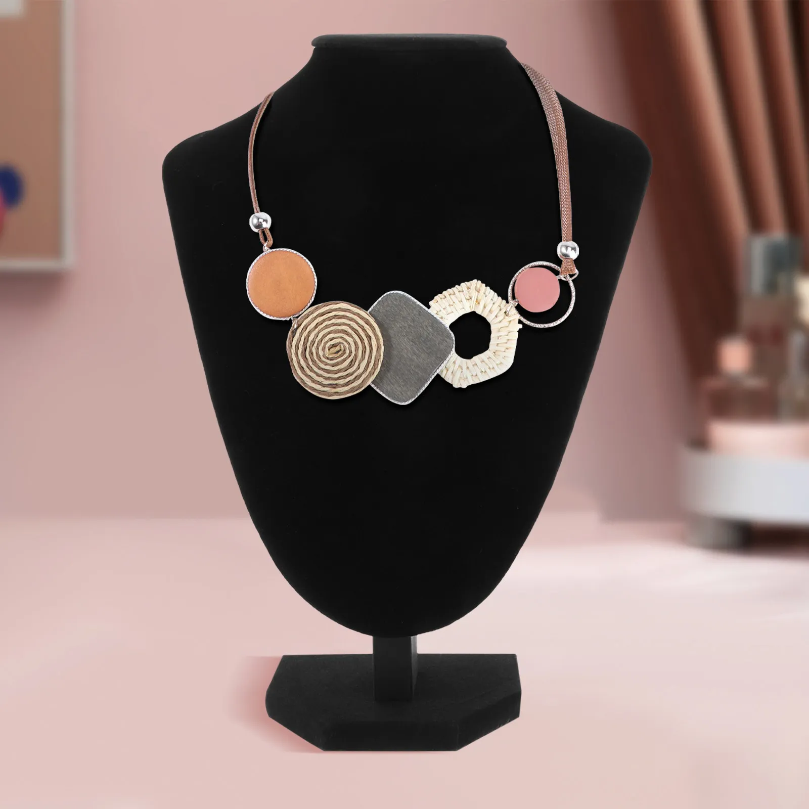 Necklace Bust Display Jewelry Chain Organizer Black Velour Simulated Neck Stand for Home Office Retail Necklace Display Stand