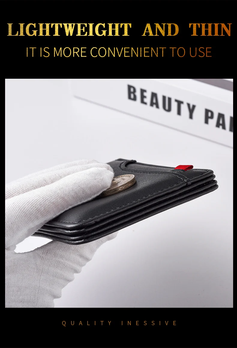 Ultradünne Mini-Kurzbrieftasche für Herren mit Ausweis, Bankkartensteckplatz und Fotofenster, Business-Casual-Geldbörse für junge Männer – Detail 3
