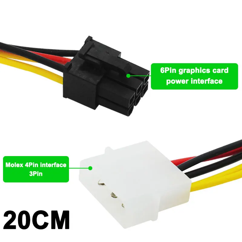 5/10PCS Molex Big 4Pin to 6Pin Power Supply Cable Graphics Card Video Display Card Connect Wire for IDE Power Supply Adapter