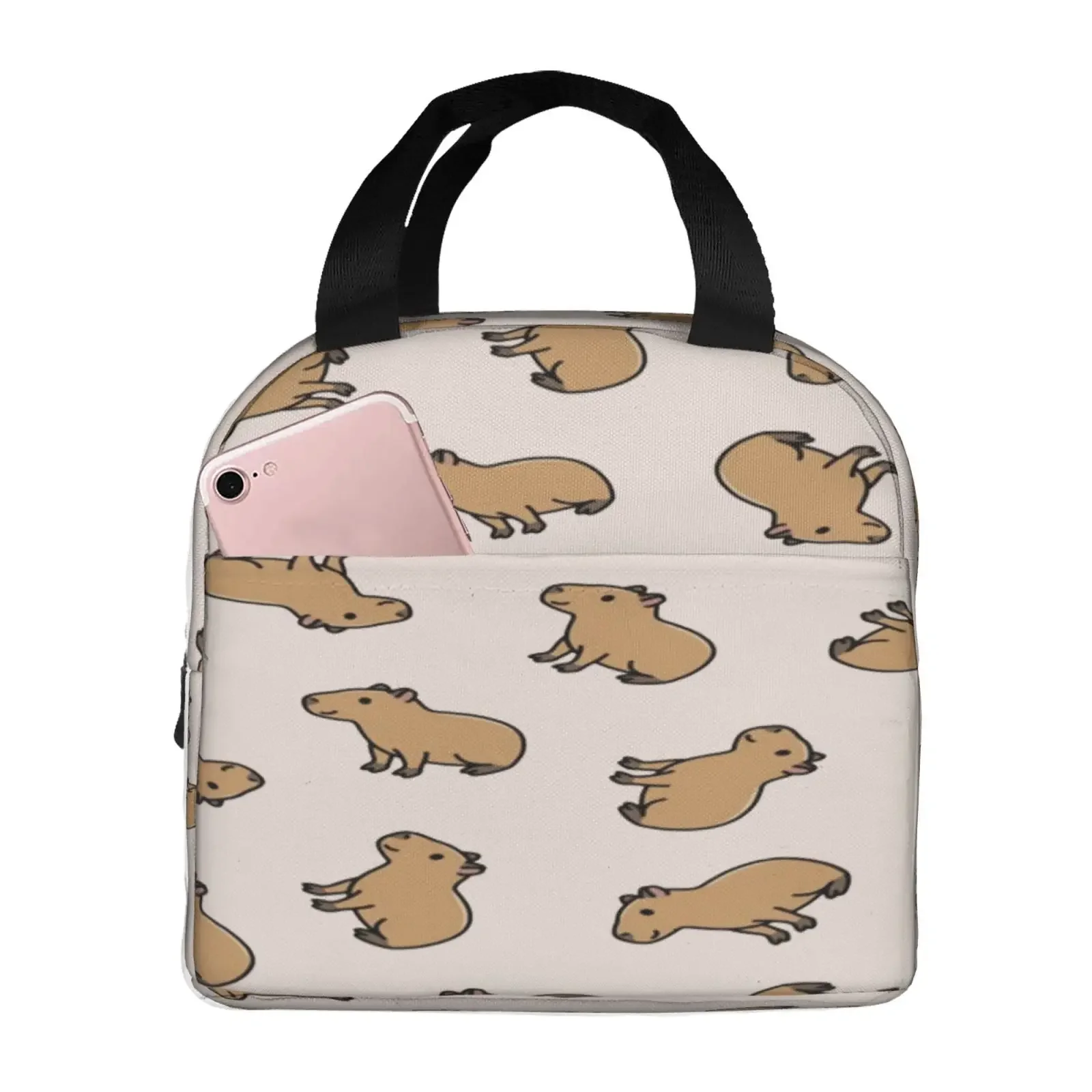 Cute Cartoon Capybara Print Lunch Bags Insulated Bento Box Lunch Tote Leakproof Picnic Bags Thermal Bag For Woman Girl School