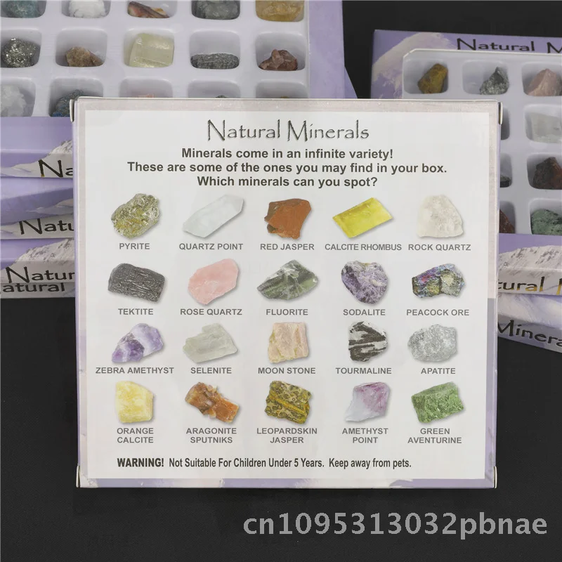 

20 kinds of mineral raw stone specimen boxed crystal agate ore head natural crystal