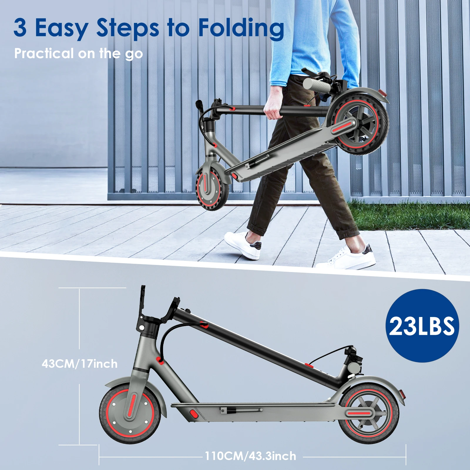 HiQiS Electric Scooter 8.5 Inch Solid Tire 350W 10.5Ah 19MPH EScooter For Adult 30km Range Solid Tire Foldable Scooters with APP - view 5