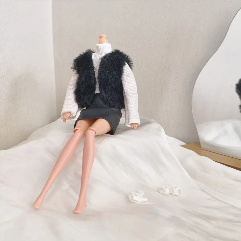 Ropa informal para muñecas 1/6, ropa hecha a mano, accesorios de vestido, ropa de invierno, chaqueta de piel, suéteres, Falda corta para muñecas de 30cm