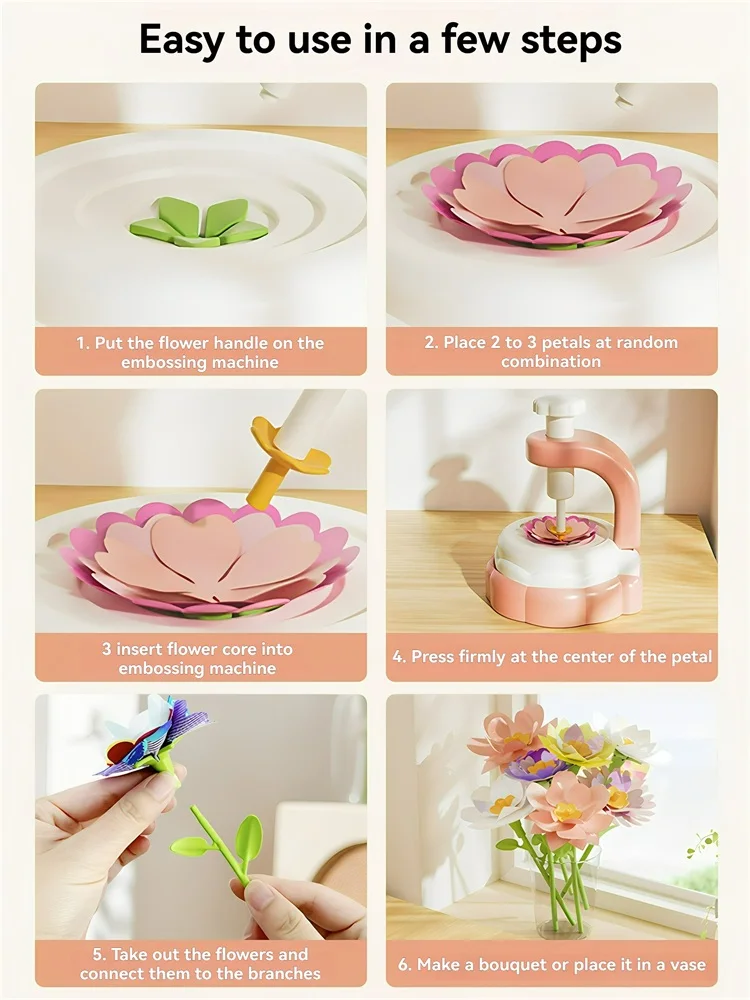 Bouquets de fleurs en tissu, jouets, Kits artisanaux de bricolage, jouets pour enfants, marché de fleurs faites à la main, jouet pour filles, cadeau de noël et d'anniversaire