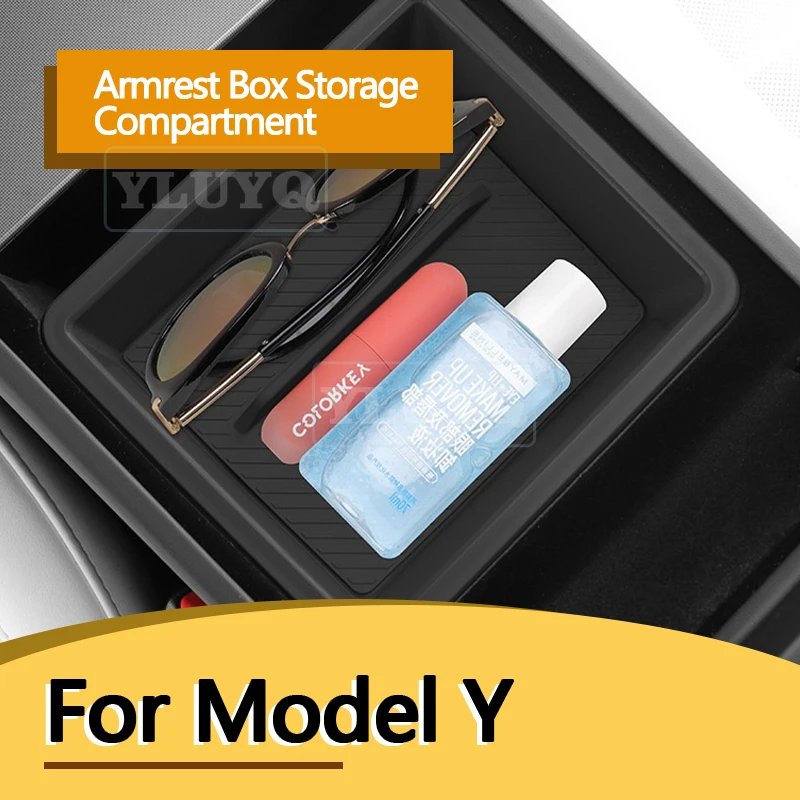 

For Tesla Model Y Junipe, Standard Center Console Storage Box Silicone Organizer Car Interior Accessories