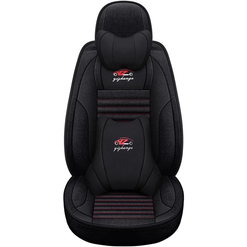 

Front single-seat car seat cover, made of linen with headrest and lumbar support, suitable for most car models