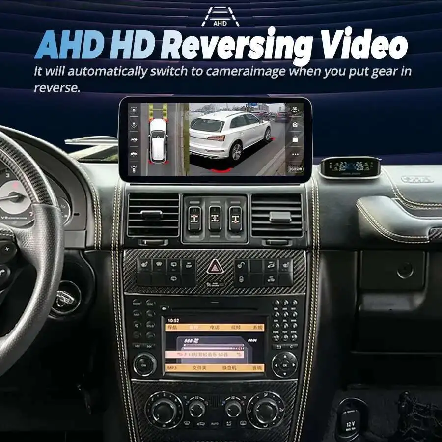 راديو سيارة يعمل بنظام أندرويد 14 مقاس 12.3 بوصة مع مشغل فيديو شاشة لسيارة Mercedes Benz G Class W461 W463 G350 G400 G500 G63 G65 #3