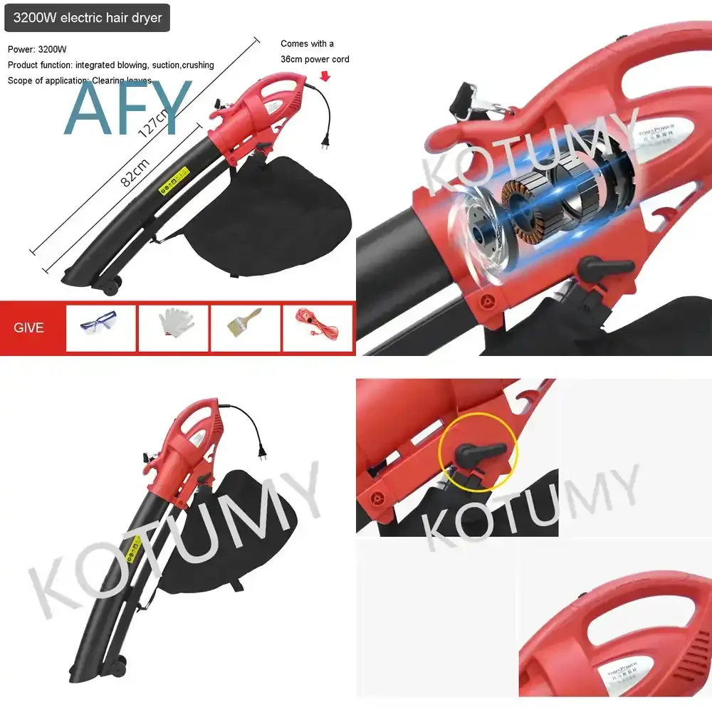3200W High-Power Snow Blower for Electric Leaf Blower Vacuum Crusher for Yard Cleaning Lawn Care Garden Tools Outdoor Debris