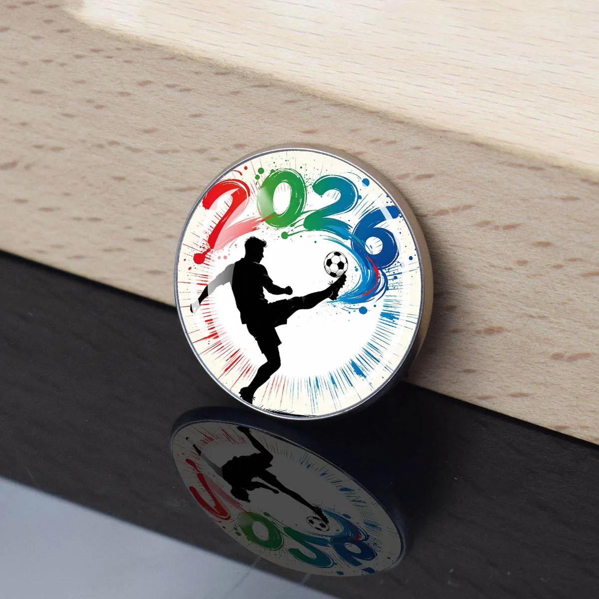 10PCS 25MM Round Clothing Pins, 2026 Soccer Outline Brooches, Championship Football Badges for Men Supporters, Sports Collectibl