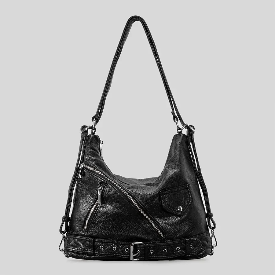 Punk Motorcycle Bag Luxury Designer Belt Deco Women Shoulder Crossbody Bags Vintage Multifunctional Large Capacity Tote Bag 2025