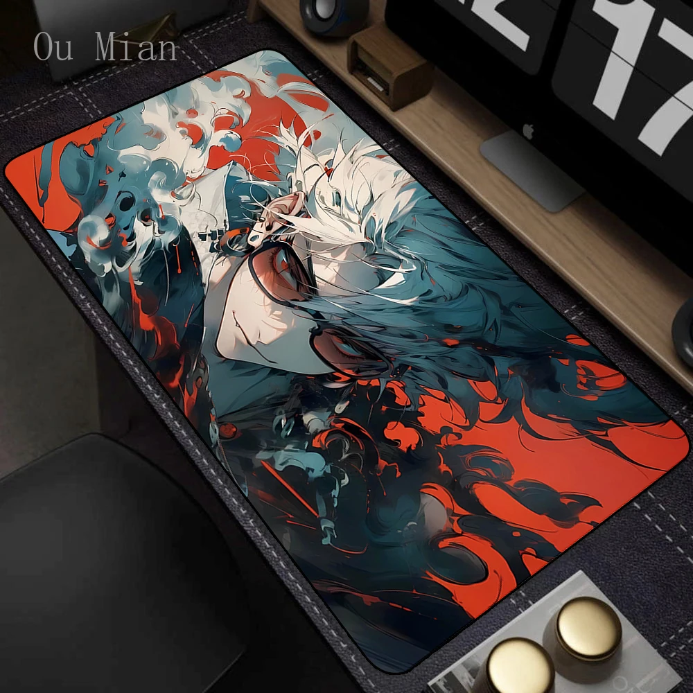 Japanese Samurai Cool Anime Red Large Gaming Mouse Pad Computer Keyboard Pads Desk Mat Office Birthday Gift for Boyfriends Sons