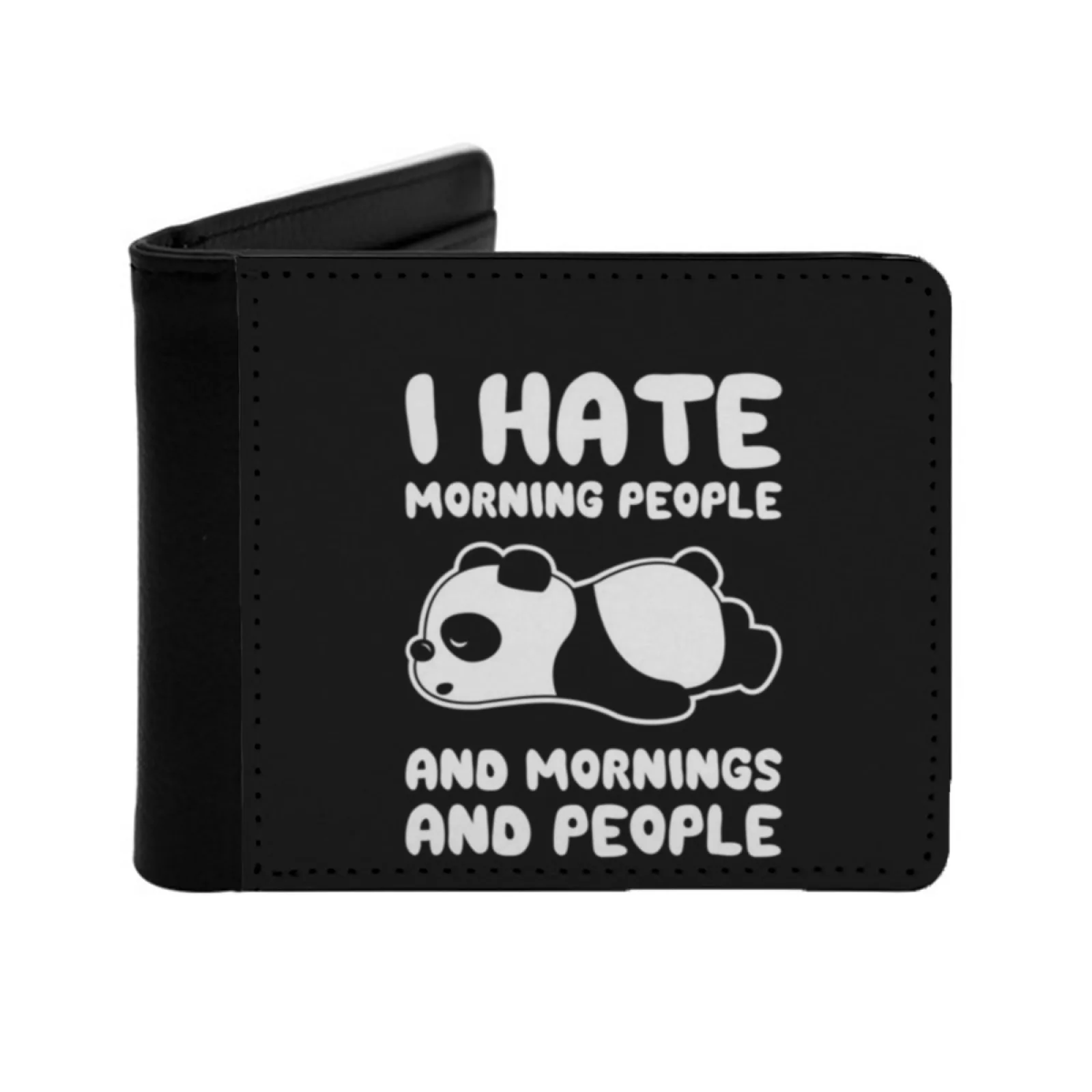 I Hate Morning People And Mornings And People Cute Panda Men's Wallet Pu Leather Wallet Multifunction Credit Card Purse I Hate