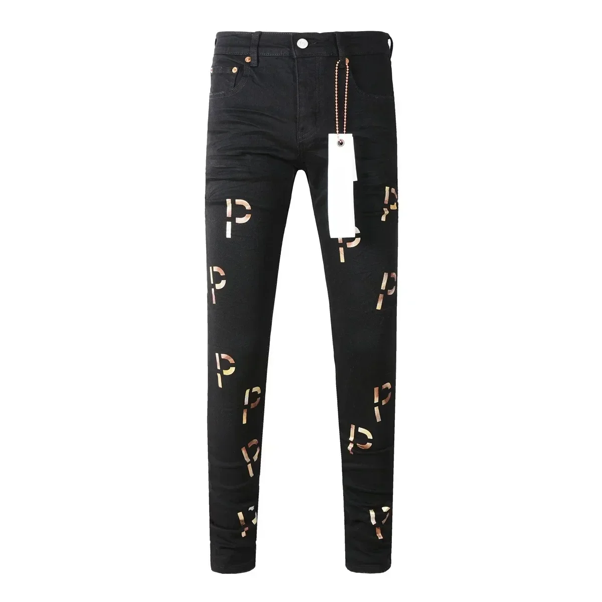 

Streetwear Purples Jeans Men Fashion brands top quality Stamped Letter Repair Low Rise Skinny Denim pants 28-40 size