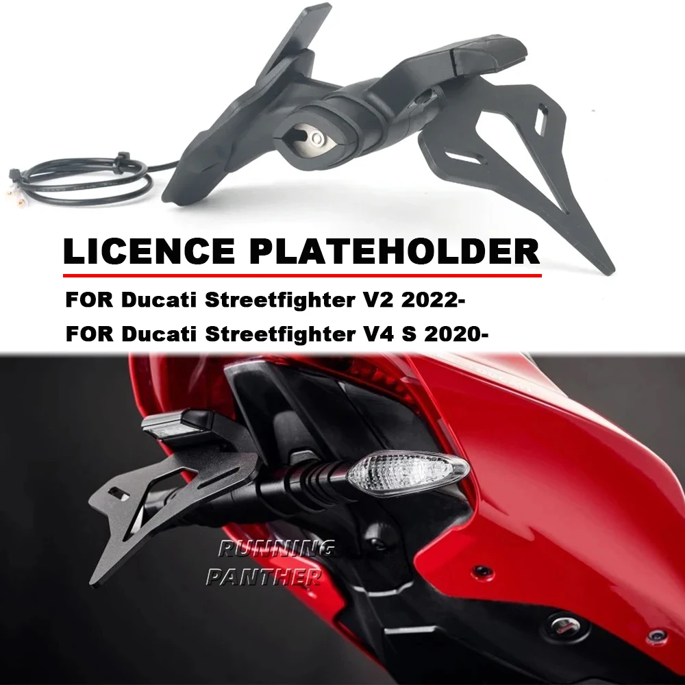 

For Ducati Streetfighter V2 2022- & V4 S V4S 2020- Motorcycle Rear Short Tail Stock License Plate Holder Tailstock Frame Bracket