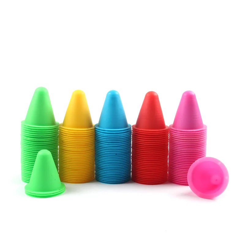 50Pcs/Set Skate Marker Training Road Cones Roller Football Soccer Rugby Soft Tower Skating Obstacle Roller Skate Pile Suppplies