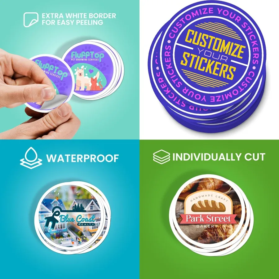 

Custom Logo Stickers for Business Use Personalized Vinyl Decals with Waterproof Protection Individually-Cut Circle Design for B