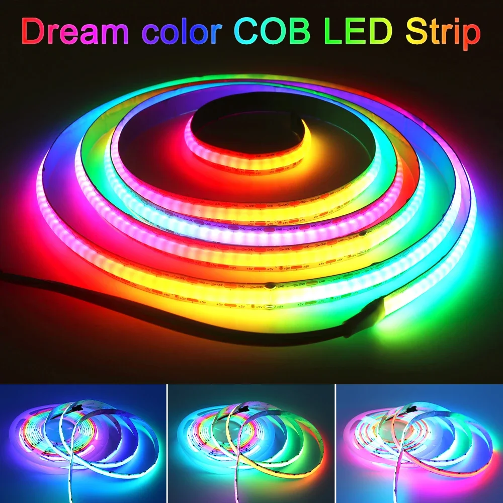 

RGBIC COB LED Strip Light WS2811 WS2812 DC24V 12V Pixel Addressable 432 576 720LEDs/m Full Dream Color 10mm Rainbow Light Tape