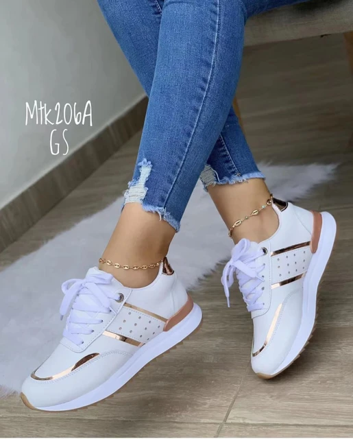 zapatillas deportivas mujer zapatillas de deporte zapatilla deportiva mujerZapatillas de deporte de plataforma para Mujer zapatos deportivos informales de cuero para correr al aire libre vulcanizados ...