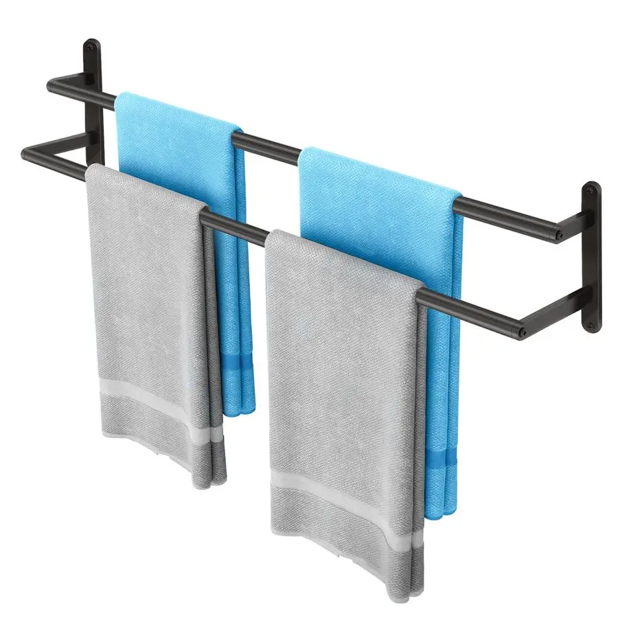 

Double Towel Bar, Towel Rack for Bathroom, Stainless Steel Double Bath Towel Bar, Wall Mounted Towel Holder, Matte Black
