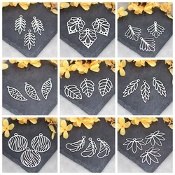 3pcs Multistyle Exquisite Plant Leaves Art Line Stainless Steel Pendant Fit Earrings Bracelets Jewelry Making Leaf diy Material