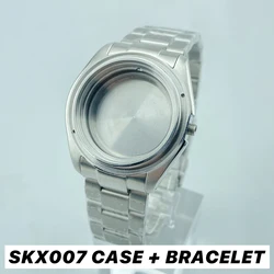 42mm SKX007/SRPD 30ATM Water Resistant No Crown Guard 3 O'Clock Silver Watch Case Mod Parts SKX Bracelet 316L Stainless Steel