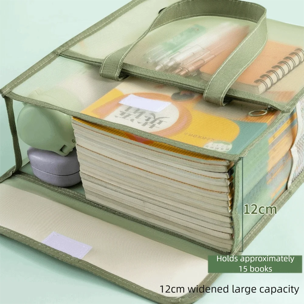 

Thickened Material Mesh Hand Book Bag Large Capacity Mesh Design Primary Tutoring Bags Double Layer Portable Handle