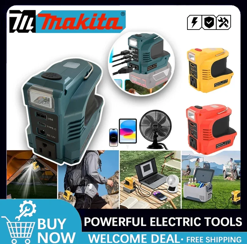 

Инверторная электростанция Makita 110V-120V-220V для аккумуляторов Milwaukee/Dewalt 18V, 180W, с LED-подсветкой, для кемпинга и использования на открытом воздухе, адаптер питания для инструментов.