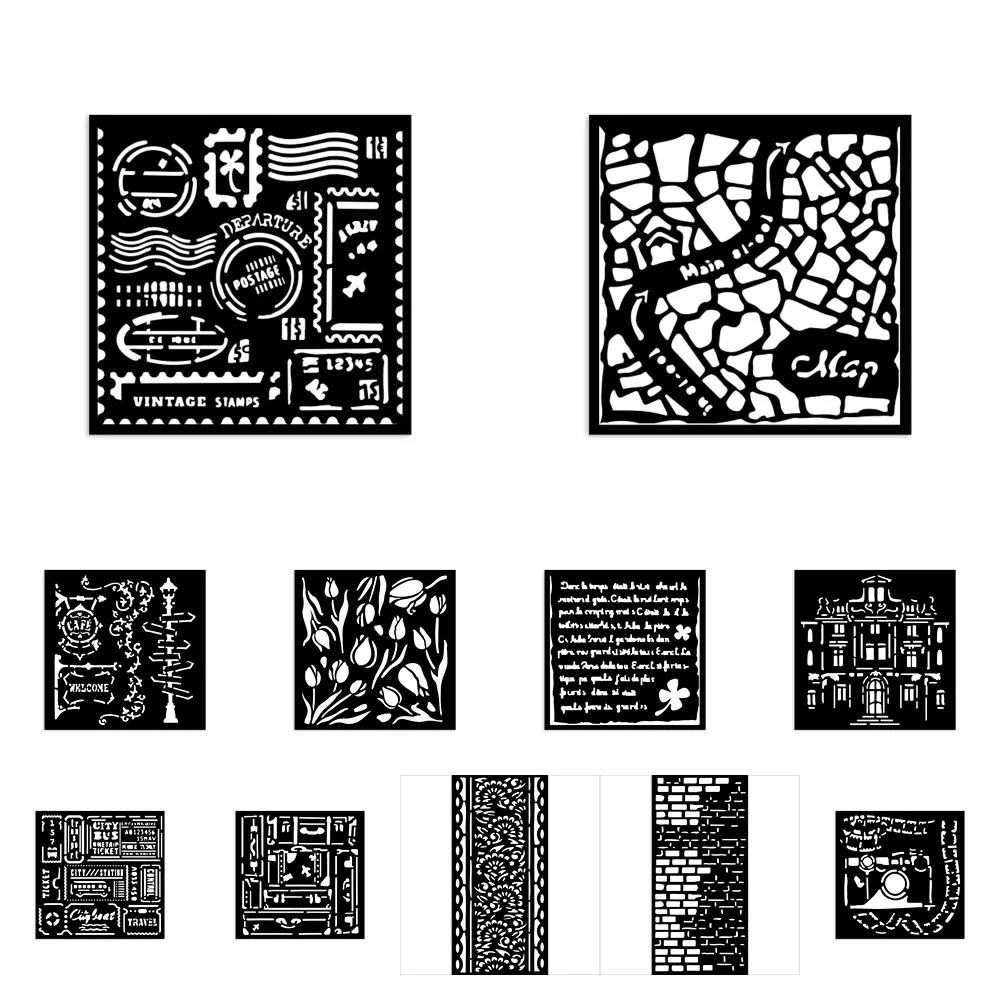 Stencils Pattern Graffiti Drawing Tool Spray Painting Tulips and Street Signs Template DIY Window Scrapbooking Decor