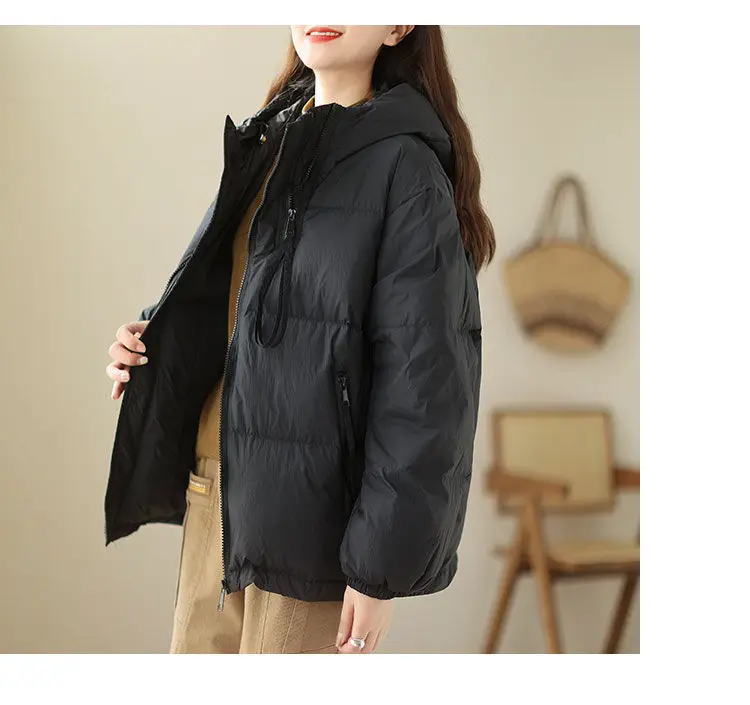 Down Cotton Jackets Women's Short Coat 2023 New Korean Loose Oversized Thick Jacket Fashion Hooded Popular Cotton Jacket Winter