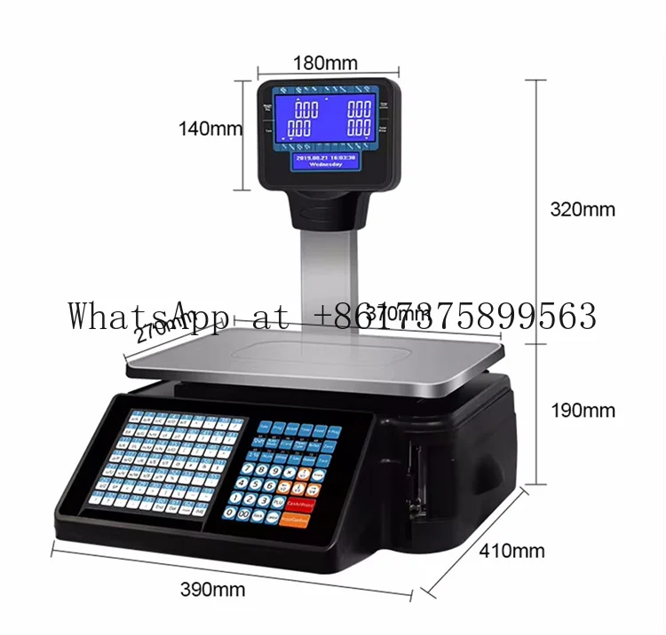 Weighing 30kg TM-20 Barcode Label Printing Scales Retail Shop Cash Register Price Computing Scale with Printer