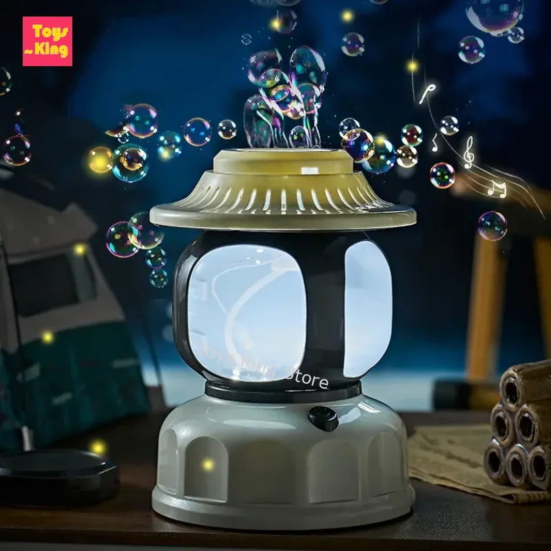 Electric Handheld Camping Lamp Bubble Machine Kids Toys Outdoor Soap Blowing Bedside Lamp Charging Fun Burbujas Party Game Gifts
