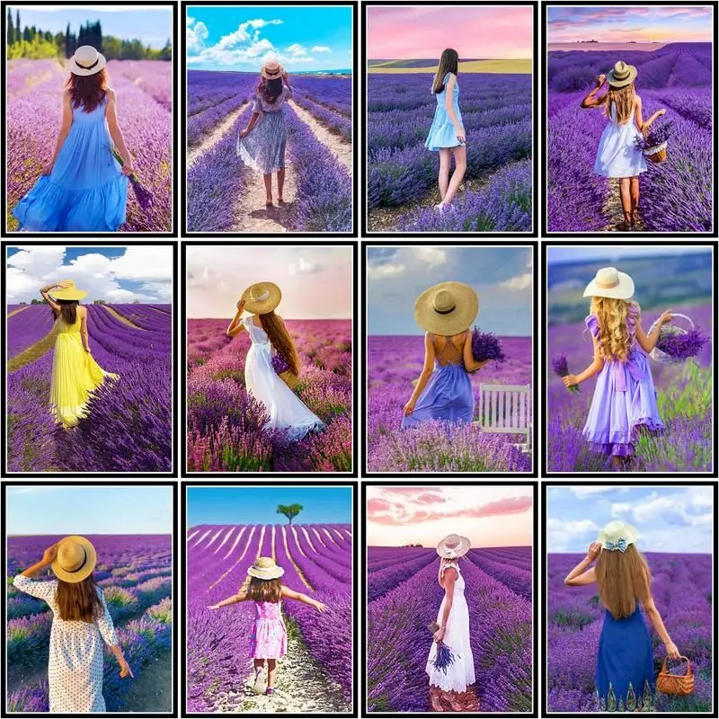 

GATYZTORY Pictures By Numbers Lavender Girl Diy Painting By Numbers Figure Handpainted Unique Gift Home Decoration