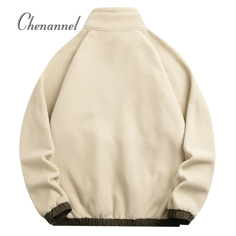 

Двухцветная флисовая куртка на молнии для мужчин и женщин, повседневный кардиган, куртка с воротником-стойкой на осень и зиму